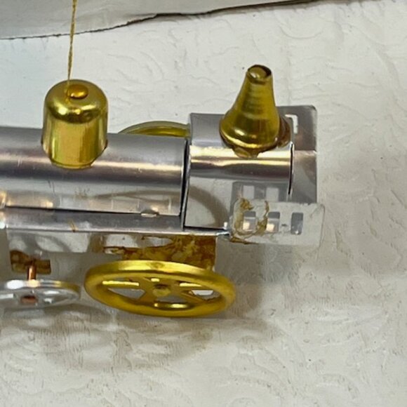 VTG Metal Two Tone Train Engine Hanging Christmas Holiday Ornament 4" - Picture 6 of 12